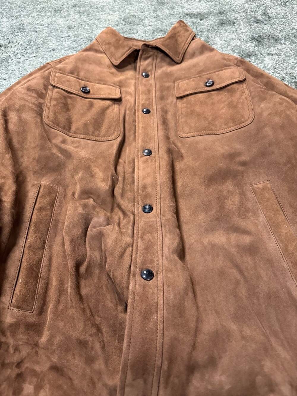 Ralph Lauren Purple Label Brown Suede Shirt Jacket Size L - Picture 3 of 10